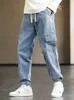 Men's Jeans Grande taille hommes Cargo Jogger Jean Hip Hop Streetwear fausses poches coton extensible pantalon Denim décontracté Baggy Jean pantalon 8XL Z0225