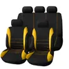 Universeller Autositzbezug, kompletter Satz aus Polyestergewebe, verstellbarer Sitzbezug, 5-teilige Sitzkissenmatte vorne und hinten, mehrere Druckverfahren und Design