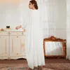 Roupas étnicas wepbel branco bordado abaya islâmico decote de decote de decote à mão Diamo