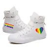 Elbise Ayakkabı Dro Rainbow Stripe LGBT Gurur Baskı Gündelik Kolej Tarzı Yüksek Top Sneaker 230225