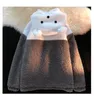 Moletom com capuz de lã de cordeiro feminino oversized Kawaii Bear Ears Jacket feminino japonês grosso quente suéter feminino solto manga longa casaco jovem