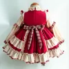 Girl's Dresses Children Dress for Girls 2022 Baby Little Girls Long Sleeve Red Vintage Lolita Princess Christmas Dresses Kids Vestido Clothes W0314