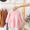 Mädchenkleider Mädchen Winterimitation Nerz Fleece Pullover Prinzessin Kleid Baby Strickpullover Baby Winter Foreign Style Hedging Kleid 230227