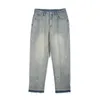 Mäns jeans Ny amerikansk vintage bläck stänk jeans herrar raka personlighet byxor ben råa byxor för våren och sommaren z0225