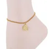 Anklets Gold Color Layered Pärlad kedja Inledande ankel för kvinnor Fashion Ankelarmband med 26 bokstäver Alfabetfotsmycken Exte