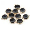 car dvr Charms Wholesale Flat Round Natural Stone Connector Rose Quartz Tiger Eyes Pendant Diy For Druzy Necklace Earrings Or Jewelry Making Dhltd