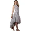 2023ヒッピースタイルの自由ho放なドレスA-line Lace Chiffon Bridal Gowns短いフロントロングロングセクシーな背中のないノースリーブサマービーチブライドドレス