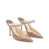 Berömda märken kvinnor sandaler pumpar bing toffel klänningskor höga klackar kristallband stilett klackar sexiga spetsiga tåfest bröllop eu35-43 med låda