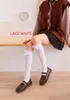 Calcetines de mujer estilo japonés Cosplay medias altas hasta el muslo con lazo de encaje sexy hasta la rodilla