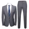 Costumes pour hommes Blazers 1 Set Blazer Pantalon Couleur Unie Col Rabattu Manches Longues Slim Fit Deux Boutons Costume Formel pour Mariage Banquet Prom 230227