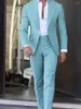 Men's Suits Latest Desgin Light Blue Jacket Pants Costume Homme Wedding Prom Party Groom Slim Fit Tuxedo 2 Piece Men Suit Set