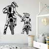 Muurstickers motorcross motorfietsfamilie vader Son Mountain Cross Country Racing Track Race Boys Room Decor Vinyl Decals Geschenken 230227