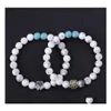 car dvr Charm Bracelets Dog Paw 8Mm Stone Beads Charms Bracelet Women Men Bangle Beaded Hand Strings Drop Delivery Jewelry Dh7Ta