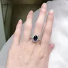 Cluster Rings 2023 S925 Sterling Silver Creative Imitation Sapphire Exquisite Luxury Oval Zircon Ring