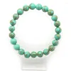 Strand Natural Green Turquoises Stone Bracelet Yoga For Women High Quality Flexible Golden Yellow Stripes Charms Beads