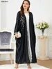 Vêtements ethniques Musulman Abaya Dubaï Robe Marocaine Caftan Batwing Manches Robe du Golfe Lâche Jalabiya Robes Turques Appliques Robe Islam 230227