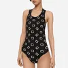 Maillot de bain taille haute une pièce Sexy dos nu maillots de bain lettre de mode imprimé maillot de bain pour les femmes