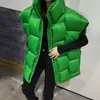 Mode Webmuster Warme 100% Weiße Daunenweste Winter Weste Jacke Weibliche Grüne Lose Ärmellose Westen Damen Mantel