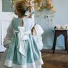 Robes de fille bébé fille princesse robe en lin à manches longues taille arc infantile enfant en bas âge fille Vintage robe fête anniversaire bébé vêtements 1-7Y W0224