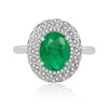 Ringos de cluster 925 Mulheres de prata Dois tons banhados Sterling Green Emerald Turmaline Ring para jóias de presente