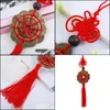 car dvr Interior Decorations Lucky Accessories Safety Hanging Mobile Copper Coins Five Emperors Chinese Knot Crafts Decoration Car Pendant D Dhcrz