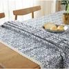 Table Cloth Chinese Classical Style Blue White Porcelain Lace Tablecloth Linen Cotton Dust-proof Cover