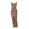 Повседневные платья bkld 2023 модная сексуальная гепарда принт длинное платье летнее элегантное женское спагетти ремень рука