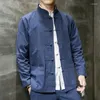 Etnische kleding lente en herfst katoenen linnen jas Men Chinese stijl kleding losse grote maat tangpak zwarte tuniek casual jas