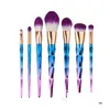 Pinceaux de maquillage La plupart des 7pcs Diamond Professional Mermaid Colorf Kit Contouring Foundation Eyeliner Brush Drop Livraison Santé Beauté à DHLTV