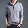 Herrpolos toppklass Fashion Men Polo Shirt Solid Color Slim Fit Polo Men Long Sleeve Mercerized Cotton Casual Polos Shirt Mens M-4XL 230227