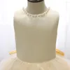 Kız Elbiseler Kızlar Giyim High-End V Geri Büyük Yay Şampanya Kolsuz Prenses Zarif Doğum Günü Noel Giysileri 2-14 yıl