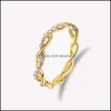 auto dvr Fedi nuziali Moda donna 14K Pure Rose Gold Sovrapposto Twist Ring Party Ladies Jewelry Size 610 Drop Delivery Dhios