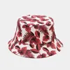 Berets Design Bucket Hats For Women Leaf Print Summer Fisherman Reversible Harajuku Men Street Hip Hop Cap FemaleBerets