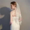 Véias de noiva Véu curto véu de casamento bordado Glitter Silver Wire Floral Encavado 2 malha aplicada de camada com véu de pente