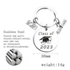 2023 Graduation Keychains Party Favor Rostfritt stål Keychain Pendant Student Graduation Gift Keyring Key Chains 30mm