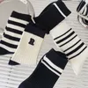 Men's Socks New White Black Letter R Striped Long Socks Cotton Harajuku Fashion Simple Comfortable Korea dent Funny Soft Men Women Socks Z0227