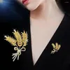 Brooches Simple Crystal Wheat Ear Brooch Men And Women Temperament Pin Suit Cardigan Shawl Buckle Corsage Accessories