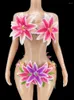 Scène Porter Sexy Fleur Halter Bikini Ensembles Pour Femmes Carnaval Drag Queen Tenues Party Club Célébration Vêtements Showgirl Costumes