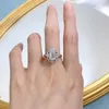 Cluster Rings Solid 925 Sterling Silver Emerald Cut 6 9MM High Carbon Diamonds Gemstone Ring For Women Wedding Engagement Jewelry