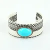 Bracelet de luxe Design noir gris cuir ovale naturel bleu ciel pierre pavé strass charme réglable manchette ouverte bracelets pour les femmes