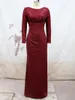 Casual Dresses 2023 Spring Luxury Evening For Women Wine Red Sequins O-neck Backless Long Sleeve Bodycon Slit Formal Party Robe