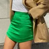 スカートジッパーフレンチスタイルのソリッドカラースリムミニメスグリーン光沢テクスチャオフィスレディーワーク服2023女性夏
