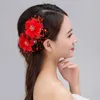 Nakrycia głowy Białe włosy kwiaty na przyjęcie weselne ślubne szmak Chic Crystal Tiara Rhinestone Crown Crown Suknia ślubna Akcesoria