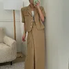 Deux pièces robe jupe ensemble dames coréen Chic rétro Simple revers simple boutonnage court costume veste taille haute une pièce WomenTwo