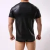 Magliette da uomo Camicia da uomo in pelle sexy Maglietta da uomo Faux Tinta unita Nero Canotte da uomo Intimo Slim Gay Wear Alta qualità