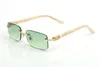 Brand Glasses Sunglasses Rimless Square Blue Lens Peach Heart Gold Hardware Polishing Craft Fashion Rectangle C Decorate Arm Buff Wooden Eyeglasses iced out