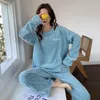 Kvinnors sömnkläder Autumn Winter Warm Flanell Women Pyjamas sätter tjock lång ärm Soild Sleepwear Pyjamas Set Home Clothing Suit Homewear 230227