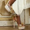 Zapatos de vestir Nuevas sandalias de mujer con nudo de mariposa zapatos de tacón alto súper finos para mujer plataforma de moda hebilla de Metal Bling bombas de talla grande L230227