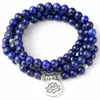 Filo 108 Bracciale Mala Perline di preghiera Lapislazzuli naturali Meditazione Guarigione tibetana I gioielli da uomo non sbiadiscono