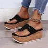 Sandals Women Summer Flip Flops Shoes Female Wedge Platform Sandal 2022 Ladies 75cm Thick Bottom Casual Slippers Shoe Black Pink Shoes Z0224